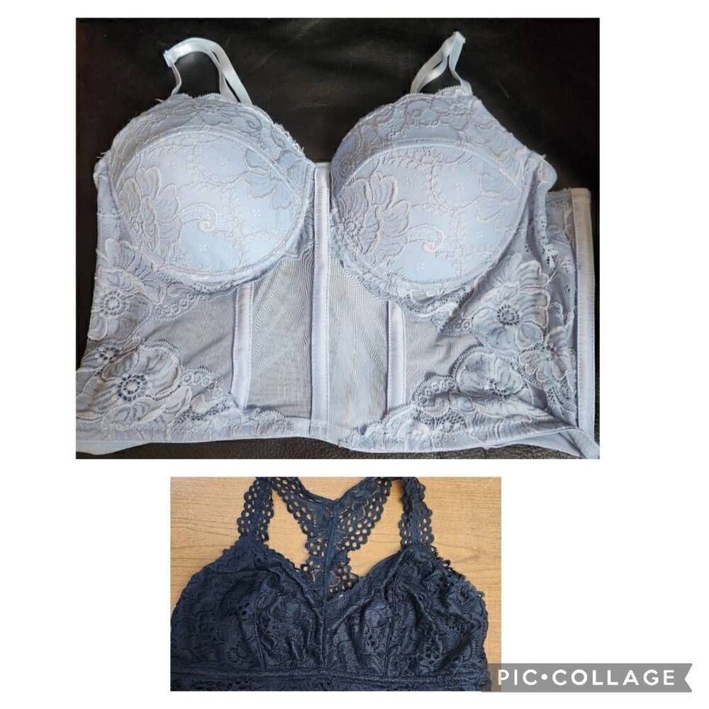 Say What XL Blue Lace Bustier And Maurices XL Black lace bralette